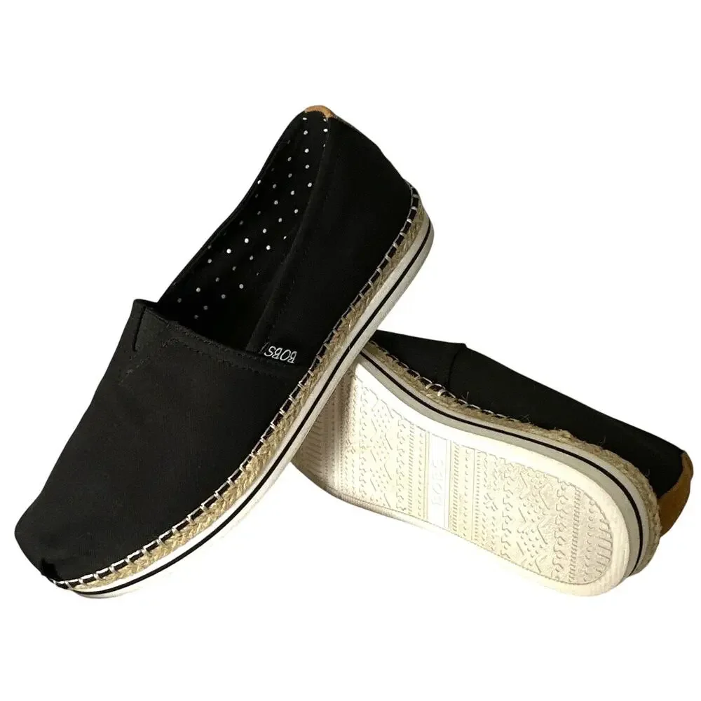 BOBS from Skechers Breeze Espadrille Women 9.5W Black Canvas Slip On Memory Foam